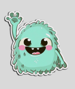 monster sticker waving