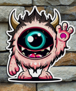 one eyed horn monster sticker