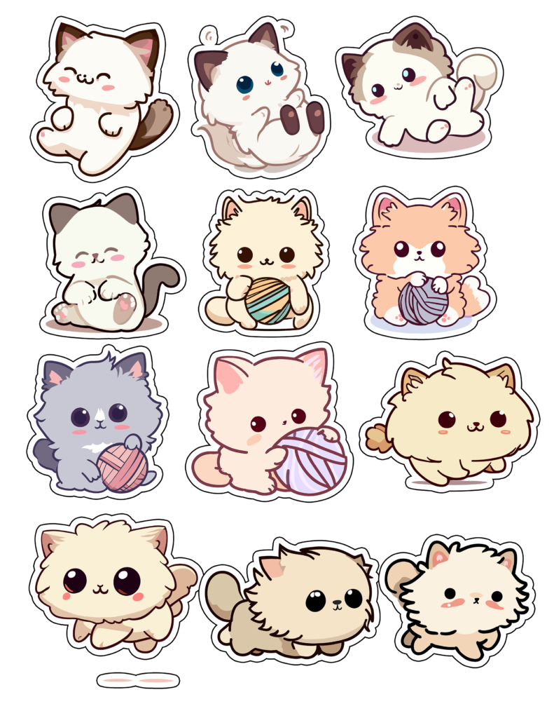 Cute Kawaii Kitty Design | Playful and Sweet | Adorable Cat Illustration |  Sticker
