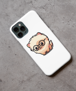 Pomeranian puppy sticker printed on a cellphone