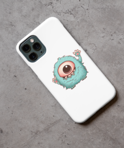 cute one eyed monster on back of phone