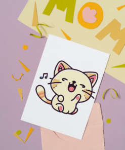 cute kawaii cat greeting card