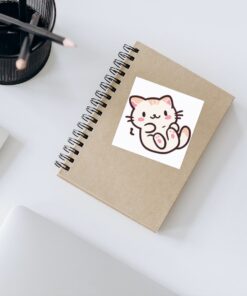 kawaii kitten sticker on notebook