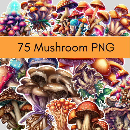 75pcs Mushroom png bundle kit