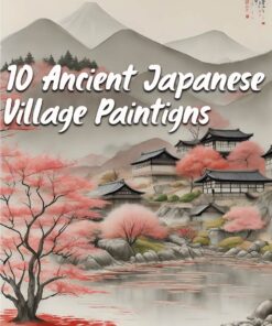 10 pc ancient Japanese village paintings