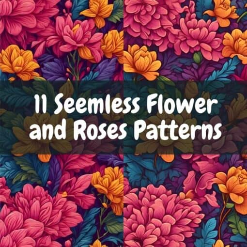 11 Pieces Seamless Flower and Roses Patterns