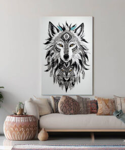 Geometric Tribal spirit wolf wall poster