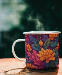 flower and roses pattern printed on mug