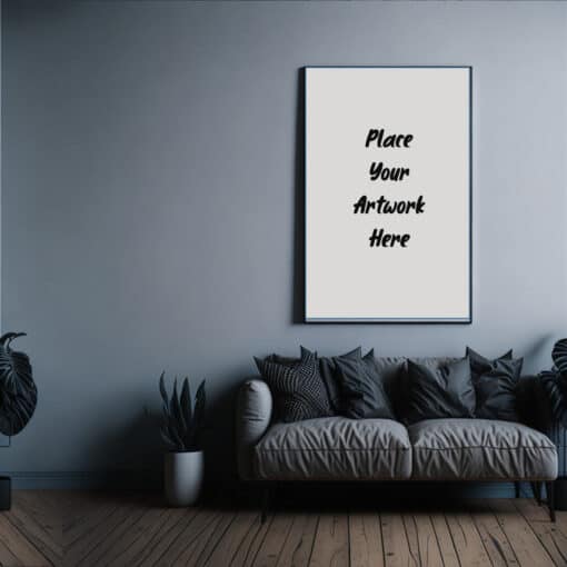 Portarit-and-artwork-Placeholder-mock-up-template-Industrial-style-living-room