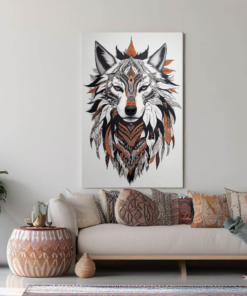 Tribal spirit wolf wall poster