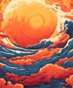 Feudal japan sun illustration galaxy background