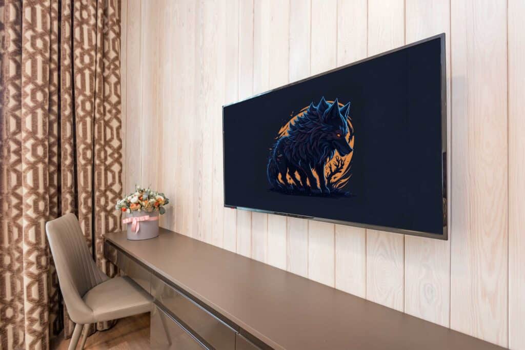 wolf vector illustration wallpaper on wide smart tv