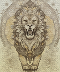 Lion Illustration Portrait Mandala effect