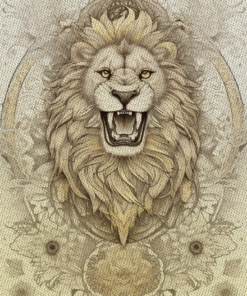 Highly Detailed Lion Portrait illustration with mandala effect